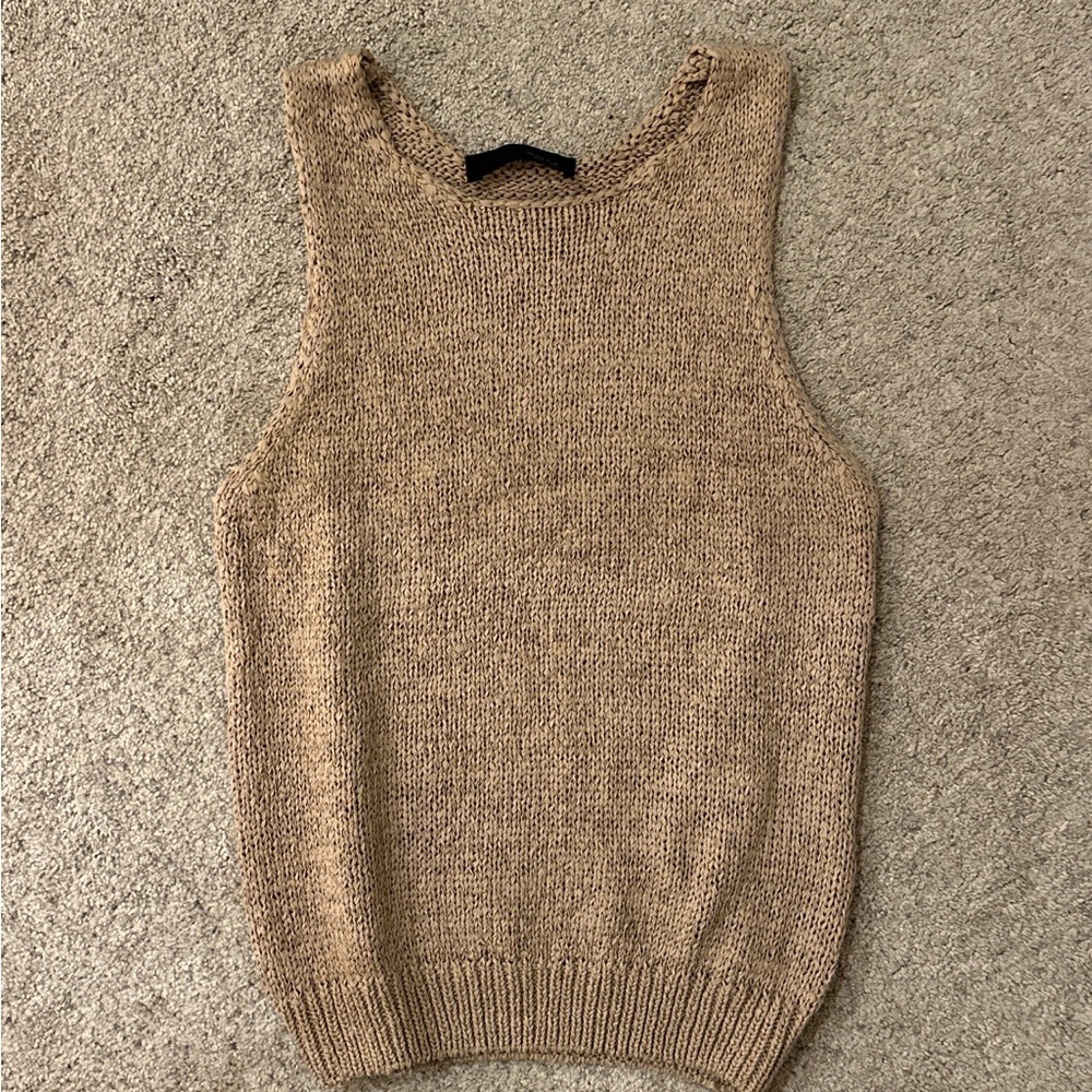 Zara Women's Tan Sleeveless Knit Sweater